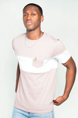 Mens Purple And White Stripe T-Shirt With Chest Pocket