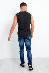 Plus Size Mens Charcoal V-Neck Sleeveless Knitted Jumper