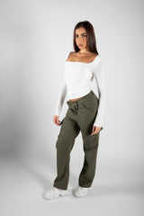 White Slinky Square Neck Top