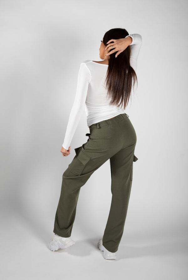 White Slinky Square Neck Top