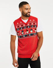 Red Montana Knitted Vest Christmas Jumper