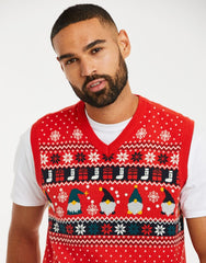 Red Montana Knitted Vest Christmas Jumper