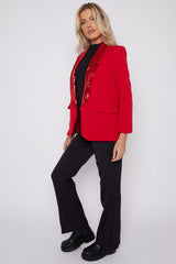 Red Sequin Lapel Collar Blazer