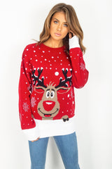 Red Reindeer Knitted Christmas Jumper