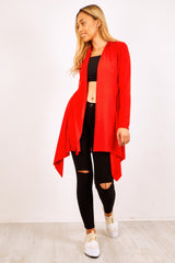 Red Ribbed Waterfall Cardigan