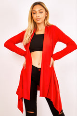 Red Ribbed Waterfall Cardigan