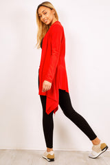 Red Ribbed Waterfall Cardigan