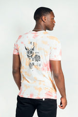 Mens Pink Tie Dye Dragon Print Graphic T-Shirt