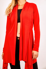 Red Ribbed Waterfall Cardigan