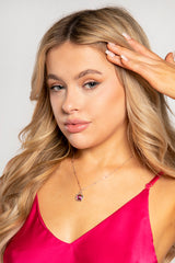 Rose Gold Necklace With Multicoloured Flower Gem