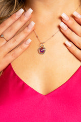 Rose Gold Necklace With Multicoloured Flower Gem