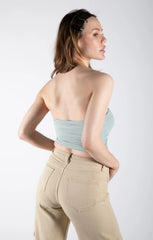 Sage Front Knot Crop Bandeau Top