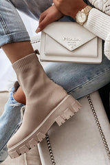 Sand Chunky Sock Boots