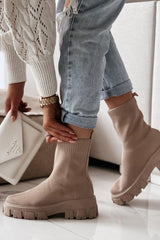Sand Chunky Sock Boots