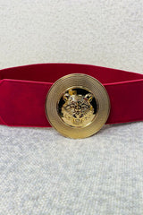 Hot Pink Strap Tiger Decor Round Buckle Fashion Belt