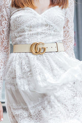 Stone CG Gold Buckle PU Belt