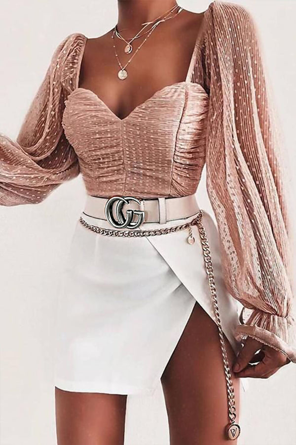 Stone CG Silver Buckle PU Belt