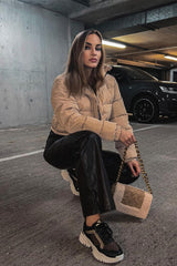Stone Cropped Drawstring Puffer Jacket