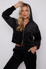 Black Studded Wide Leg Juicy Print Velour Tracksuit