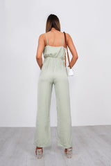 Sage Plunge Strappy Wide Leg Jumpsuit
