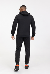 Black Jogging Set With Hooded Relief Pattern