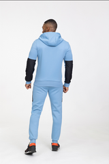 Blue Stylish Athletic Tracksuit with Black Accents