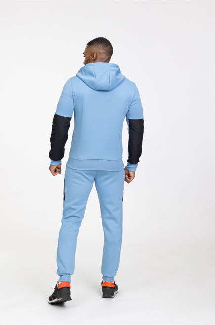 Blue Stylish Athletic Tracksuit with Black Accents