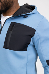 Blue Stylish Athletic Tracksuit with Black Accents