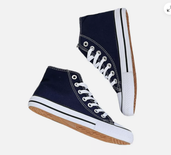 Mens Navy High Top Canvas Trainers