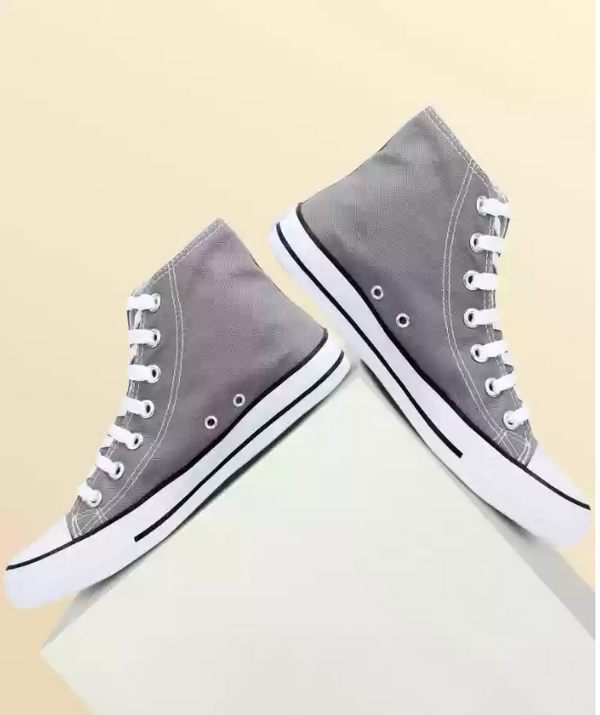 Mens Grey High Top Canvas Trainers