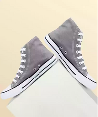 Mens Grey High Top Canvas Trainers