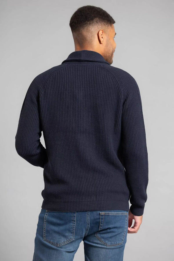 Ink Mens Shawl Neck Button Up Half Stitch Cardigan