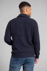 Ink Mens Shawl Neck Button Up Half Stitch Cardigan