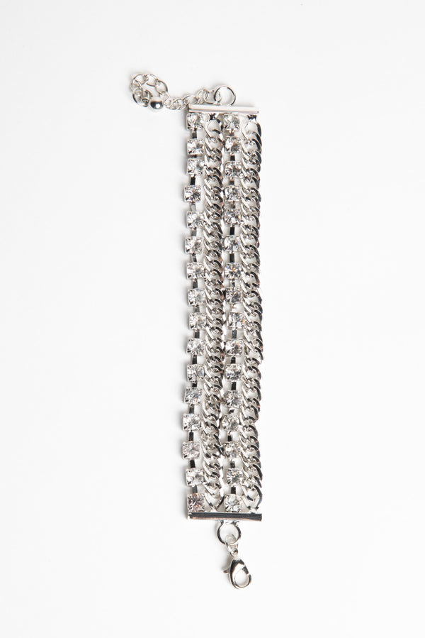 Silver Chunky Diamonte Bracelet 