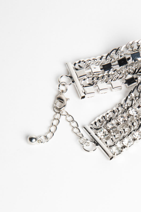 Silver Chunky Diamonte Bracelet 