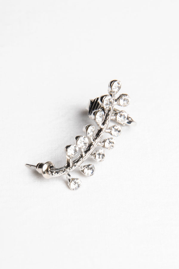 Silver Leaf And Branch Detailed Ear Cuff Earring 