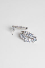 Silver Leaf Detail Diamonte Earrings 