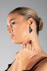 Silver Scrunched Leaf Earrings 
