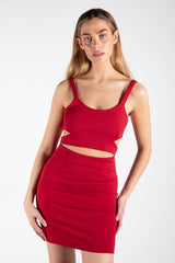 Wine Cut Out Bodycon Mini Dress
