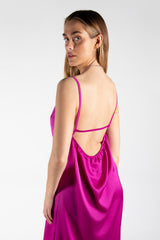 Purple Midi Satin Slip Dress