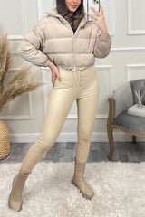 Stone Cropped Drawstring Puffer Jacket