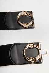 Black And Gold Knot Tie Detail Stretch Waist Belt