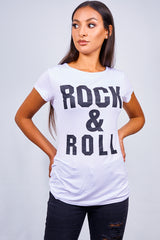 White Rock And Roll Slogan T-shirt