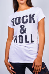 White Rock And Roll Slogan T-shirt