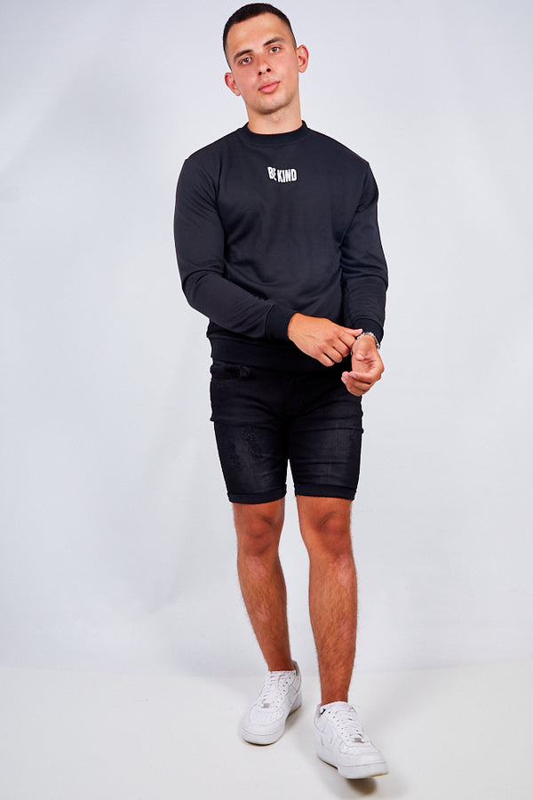 Mens Black Be Kind Slogan Jumper
