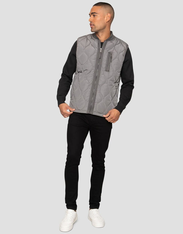 Mens Grey Lightweight Onion Quilted Gilet