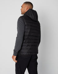 Mens Black Lightweight Zipped Hooded Padded Gilet 