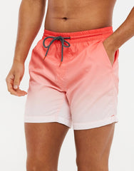 Mens Coral Ombre Dip Dye Swim Short