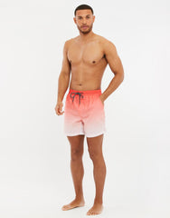 Mens Coral Ombre Dip Dye Swim Short