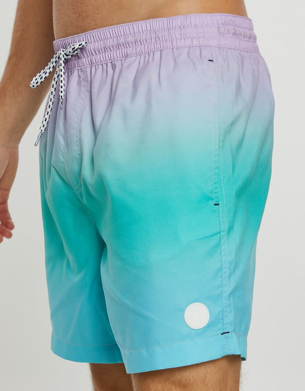 Mens Lavender Ombre Dip Dye Swim Short